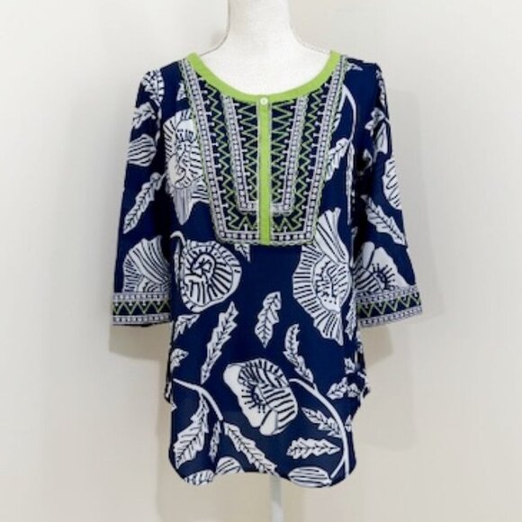 Gretchen Scott  Dazed & Confused Embroidered Floral Tunic Top Size Shrimp XXS - Picture 1 of 5
